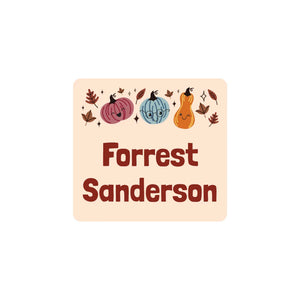 square clothing labels bow pumpkin patch