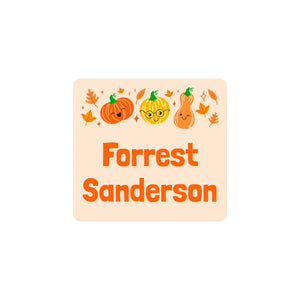 square clothing labels bow pumpkin spice