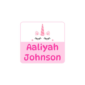 square clothing labels for kids unicorn light pink