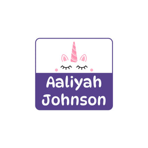 square clothing labels for kids unicorn purple