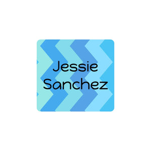 square laundry-safe name labels for kids in zig zag blue