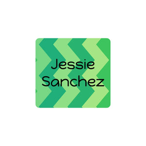 square laundry-safe name labels for kids in zig zag green
