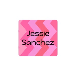 square laundry-safe name labels for kids in zig zag pink 