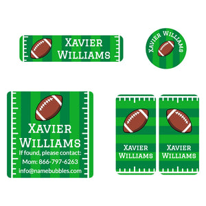 kids' name label bundle for sports in football green