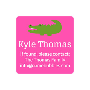 contact labels allligator pink