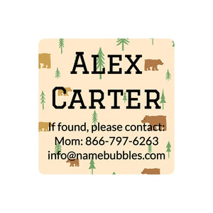 contact information name labels for kids in bear cream
