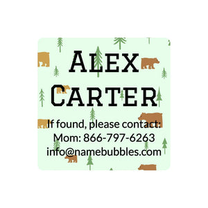contact information name labels for kids in bear light green