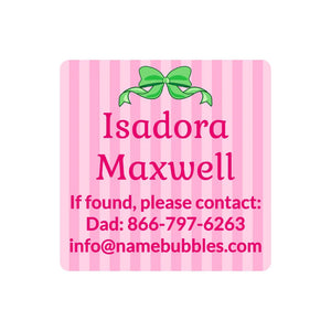 contact name labels bow green pink
