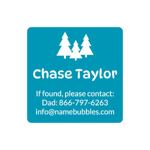 contact labels campsite ocean blue
