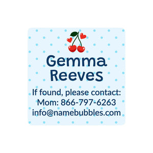 contact name labels cherries blue