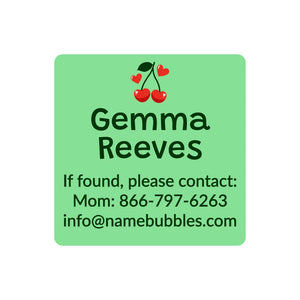 contact name labels cherries solid green