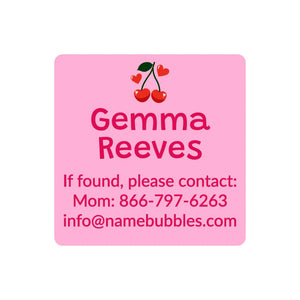 contact name labels cherries solid pink