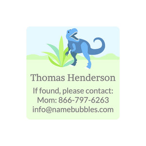 contact labels dinosaurs green