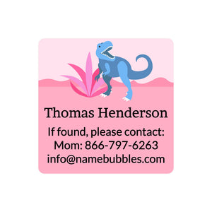 contact labels dinosaurs pink