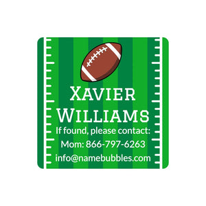 contact name stickers for kids in football green