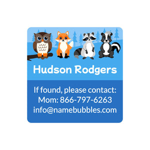 contact labels forest animals blue