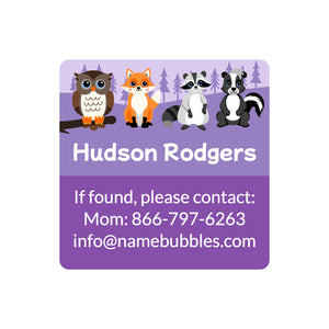 contact labels forest animals purple