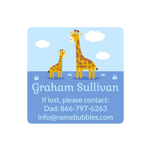 contact labels giraffe blue