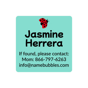 contact labels ladybug pastel green