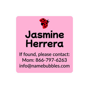 contact labels ladybug pink