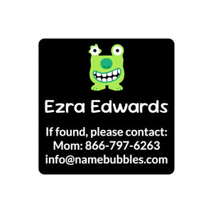 contact name labels monsters black