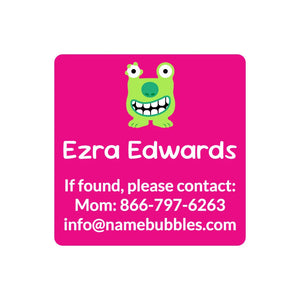 contact name labels monsters pink