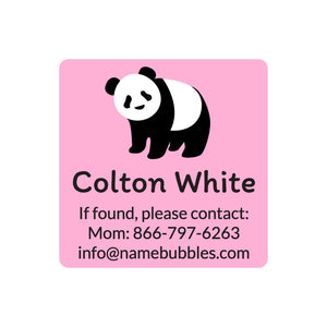contact labels panda pink