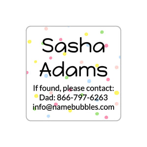 contact name labels for kids in pom pom rainbow