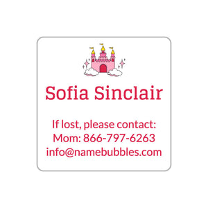 contact labels princess white pink