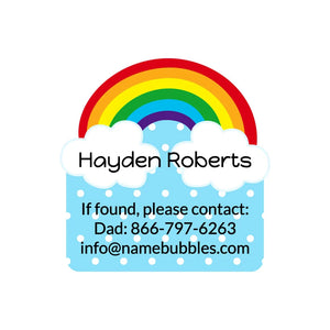 contact name labels for kids in rainbow blue