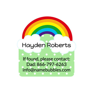 contact name labels for kids in rainbow green