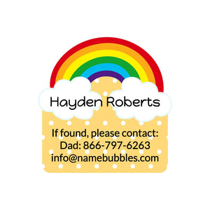 contact name labels for kids in rainbow orange