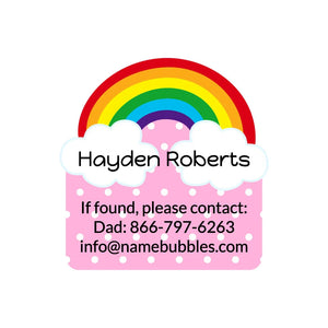 contact name labels for kids in rainbow pink