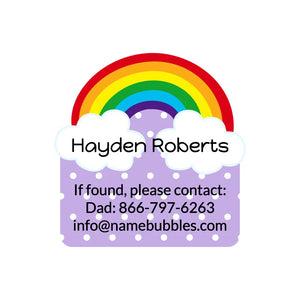 contact name labels for kids in rainbow purple