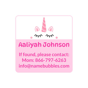contact name labels for kids unicorn light pink