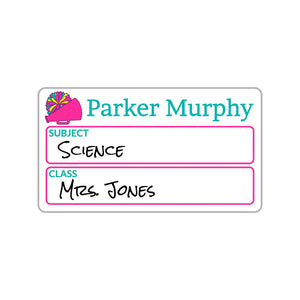 subject write-on labels for kids cheer power pink