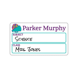 subject write-on labels for kids cheer tubular teal