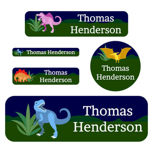 waterproof labels pack dinosaurs dark green