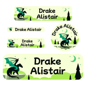 waterproof labels pack dragon green