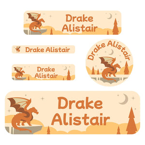 waterproof labels pack dragon orange