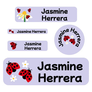 waterproof labels pack ladybug periwinkle