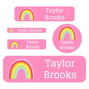 waterproof labels pack rainbows pink