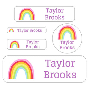 waterproof labels pack rainbows white lavender