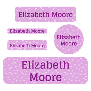 waterproof labels pack sweetheart purple