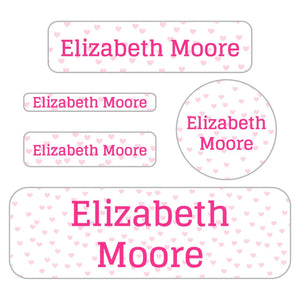 waterproof labels pack sweetheart white pink