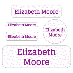 waterproof labels pack sweetheart white purple