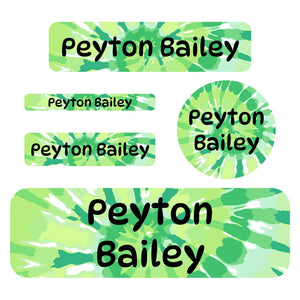 waterproof labels pack tie-dye art green