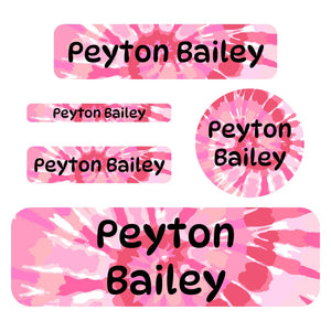 waterproof labels pack tie-dye art pink