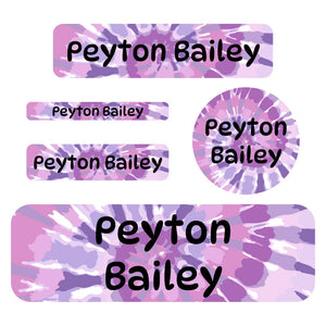 waterproof labels pack tie-dye art purple