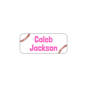 extra small rectangle labels for kids baseball pink